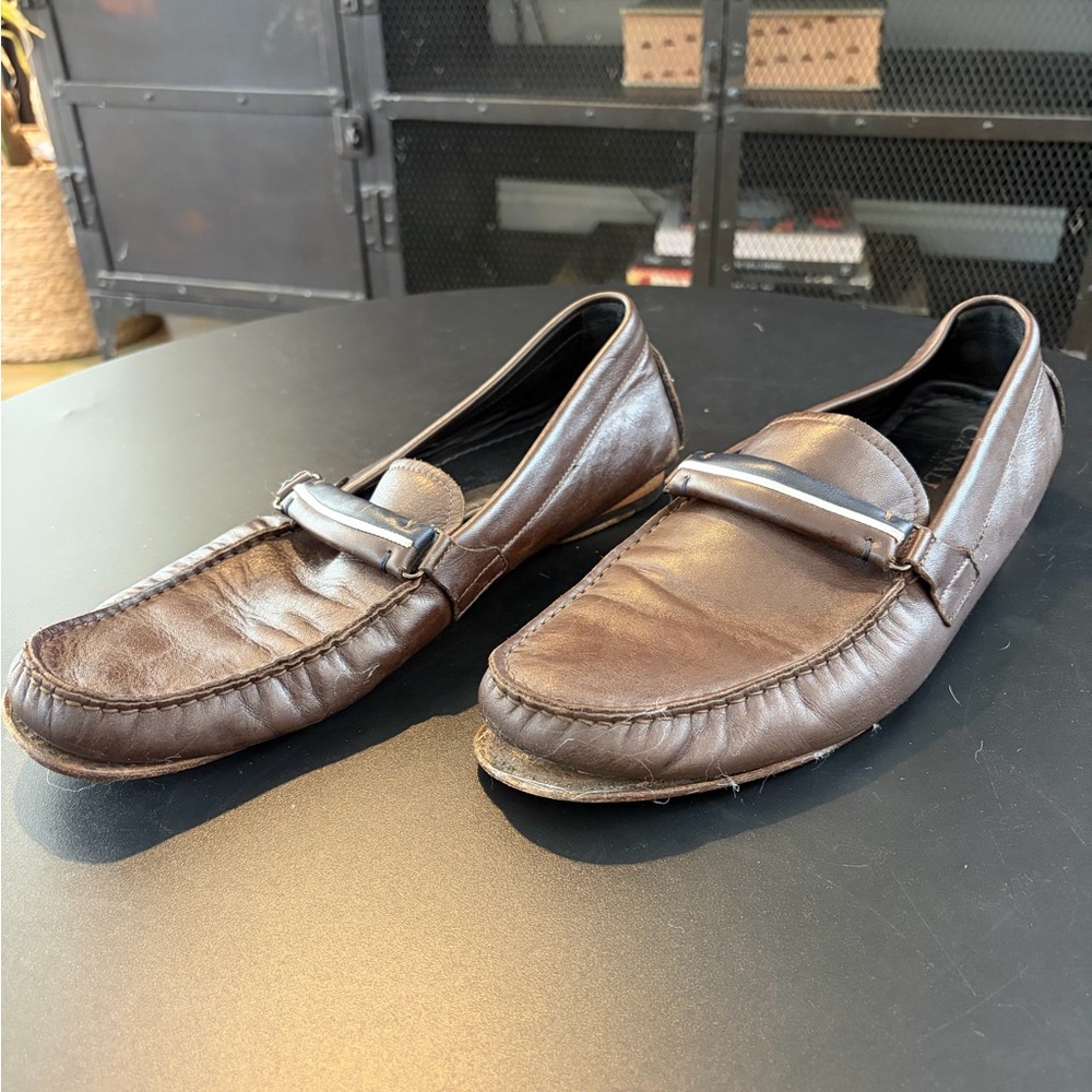 Canali Dark Brown Leather Loafers